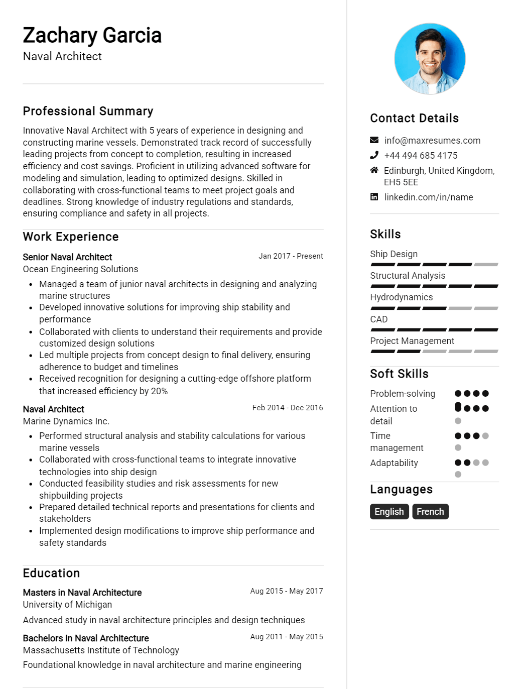 naval-architect-resume-sample