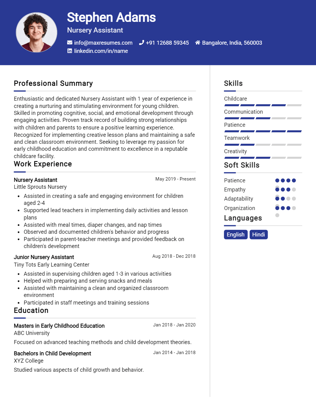 nursery-assistant-resume-sample