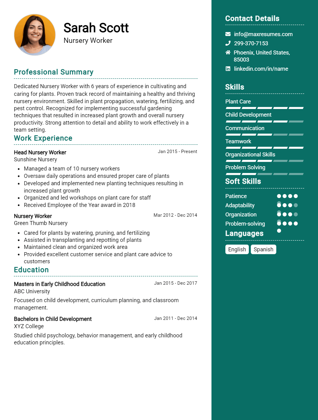 nursery-worker-resume-sample