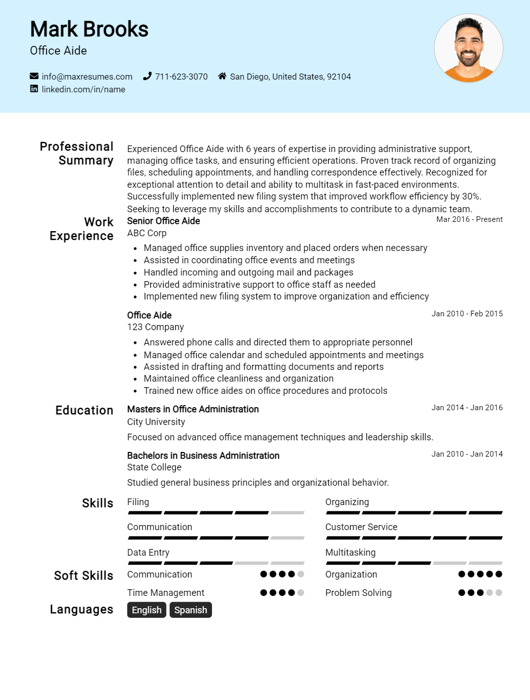 office-aide-resume-sample