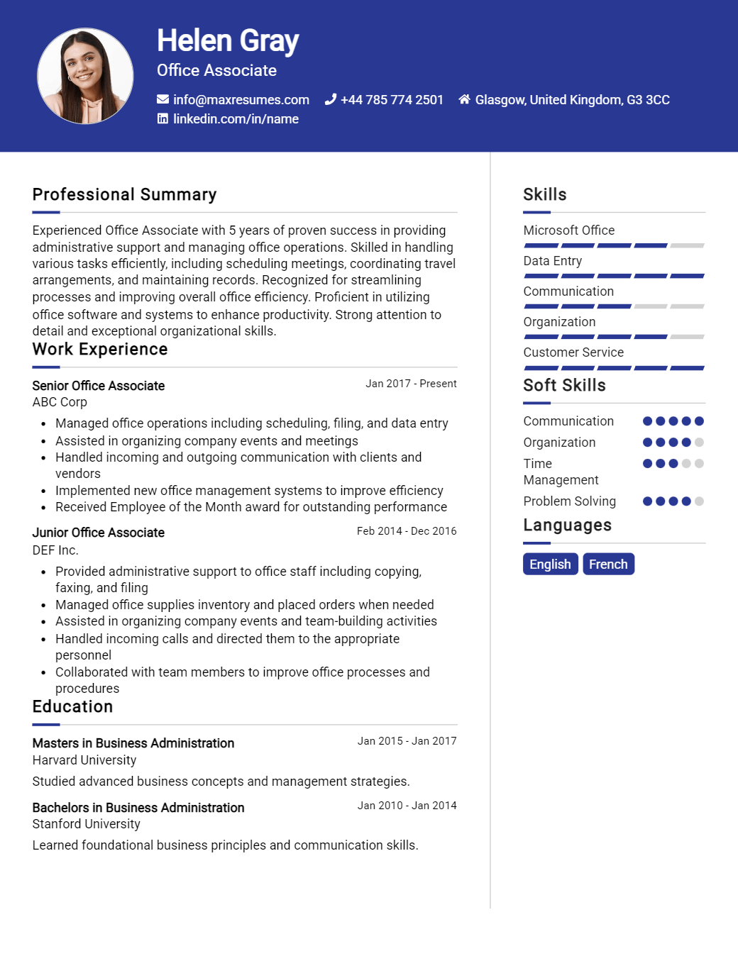 office-associate-resume-sample