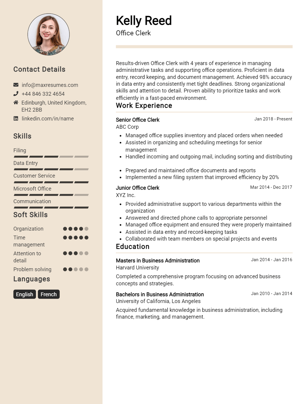 office-clerk-resume-sample