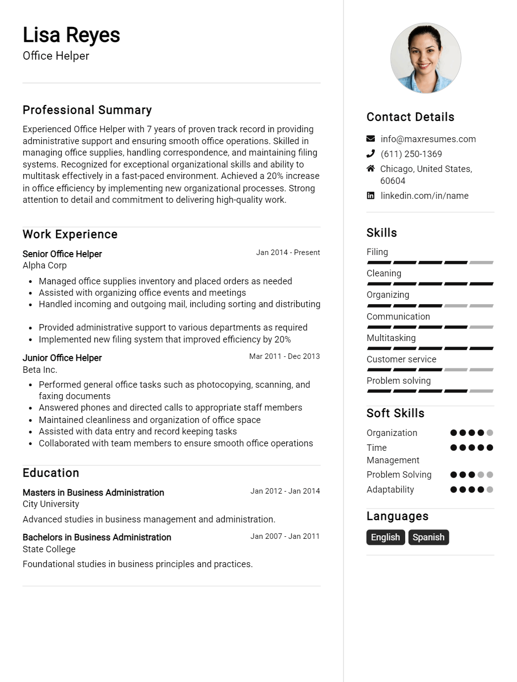 office-helper-resume-sample