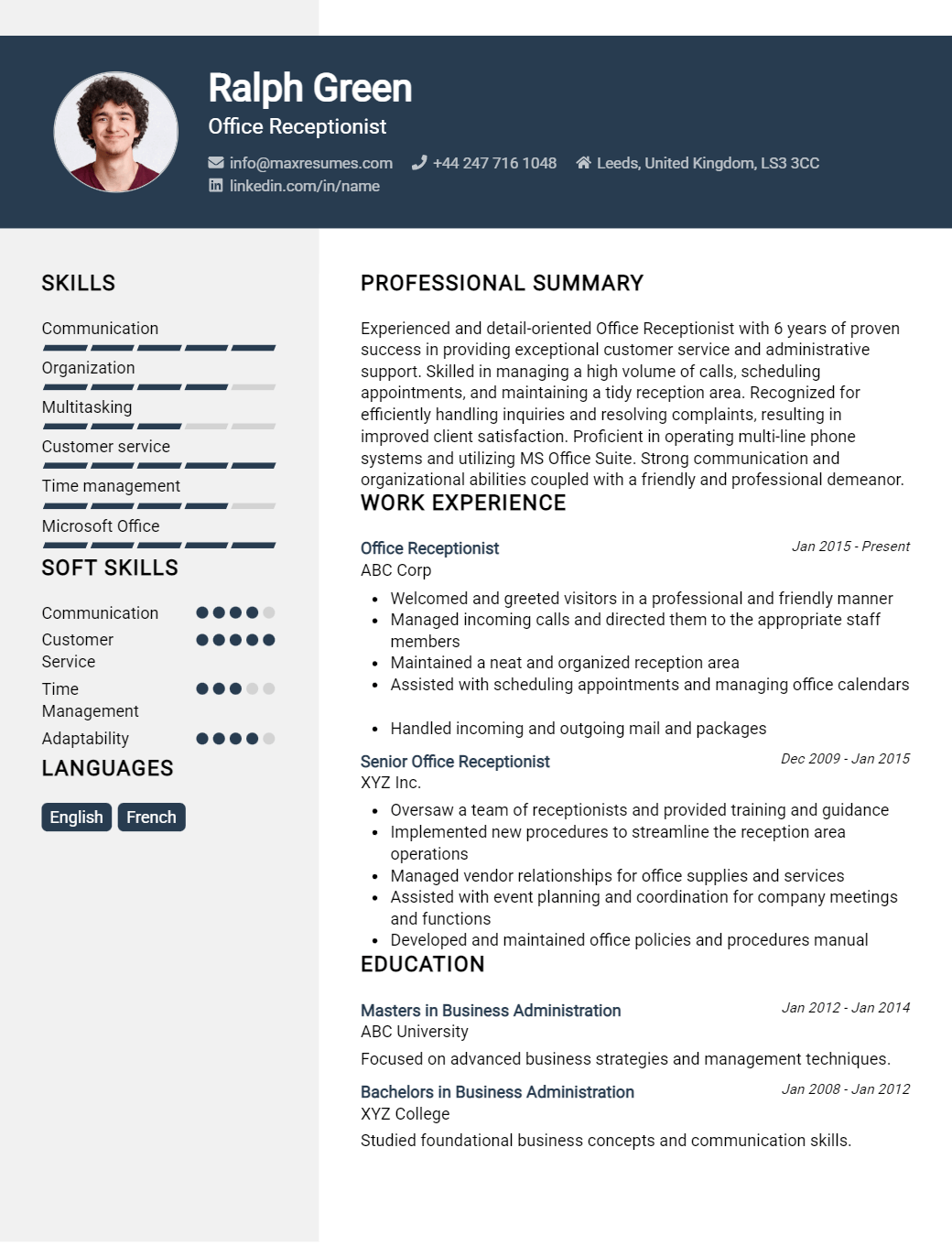 office-receptionist-resume-sample