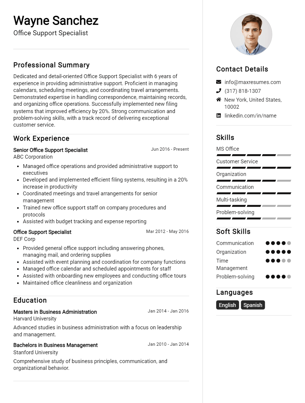 office-support-specialist-resume-sample