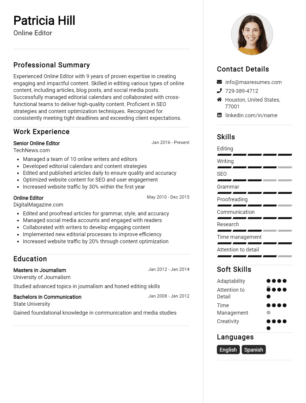 online-editor-resume-sample