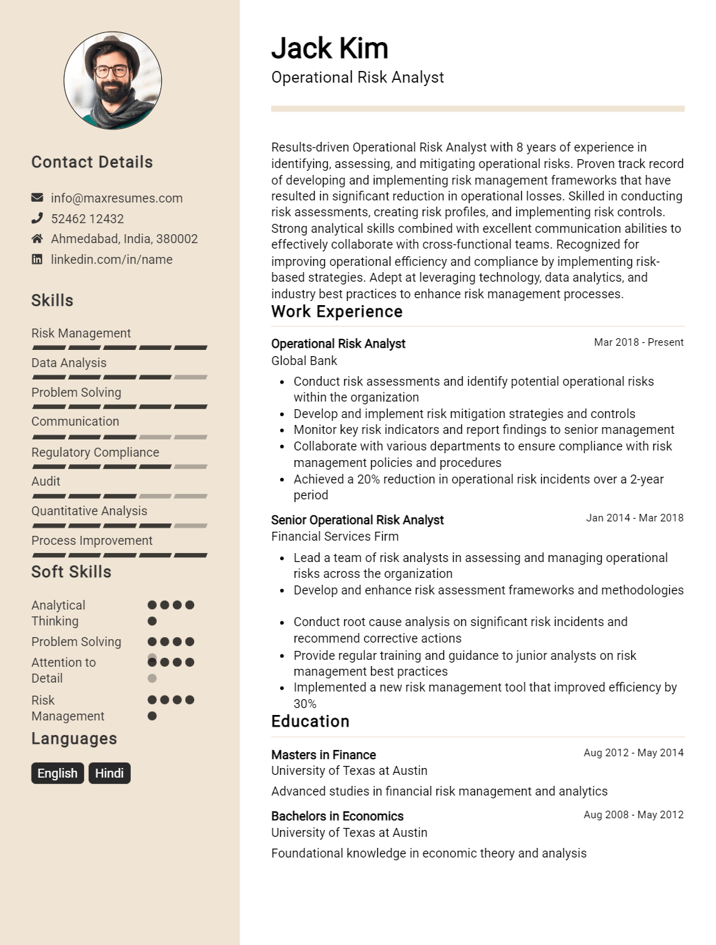 operational-risk-analyst-resume-sample
