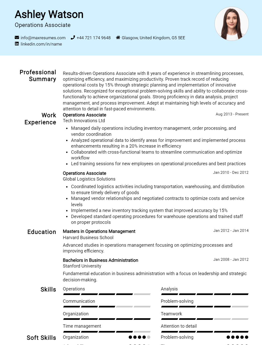 operations-associate-resume-sample