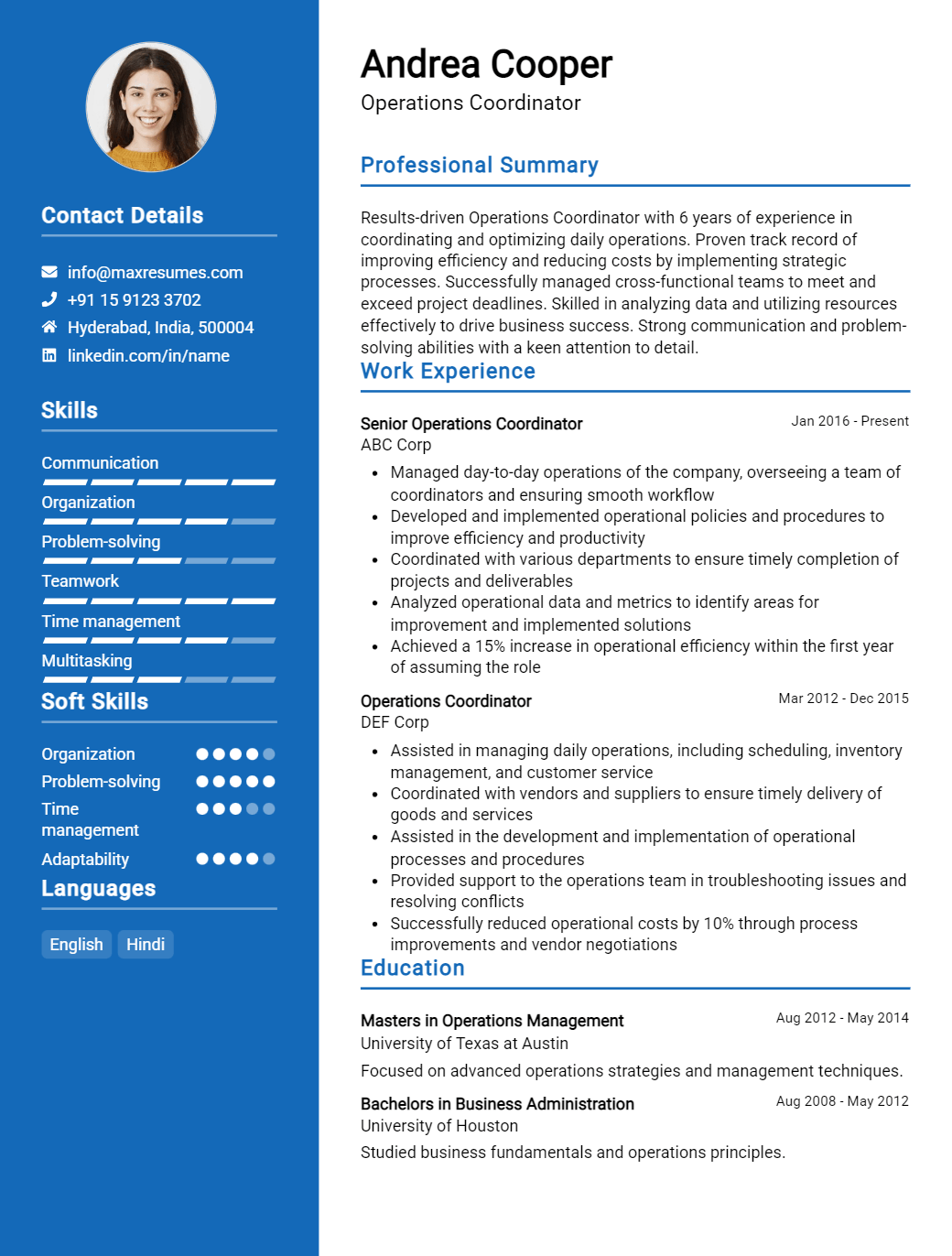 operations-coordinator-resume-sample