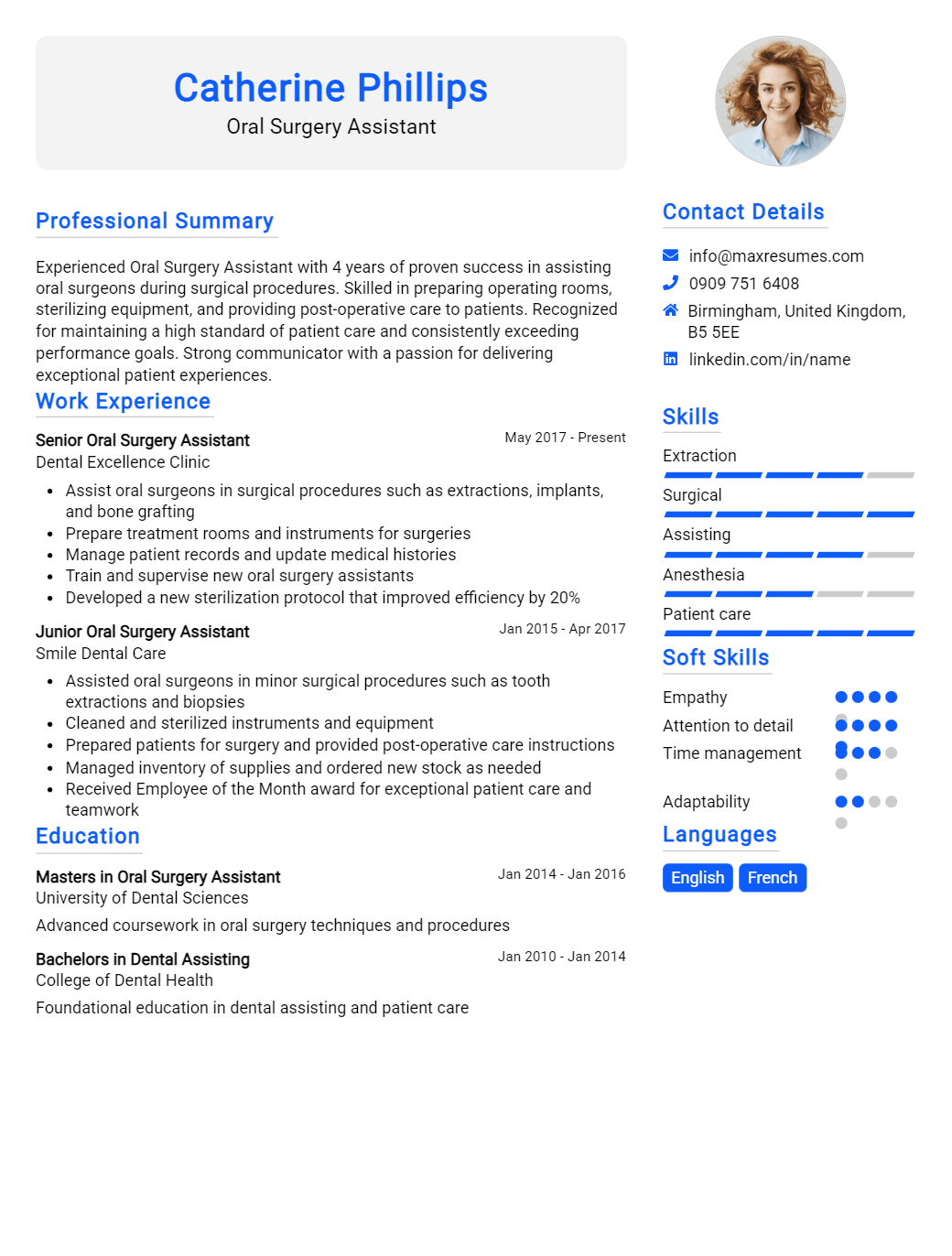 oral-surgery-assistant-resume-sample