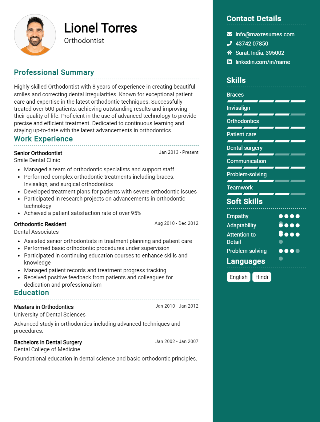 orthodontist-resume-sample