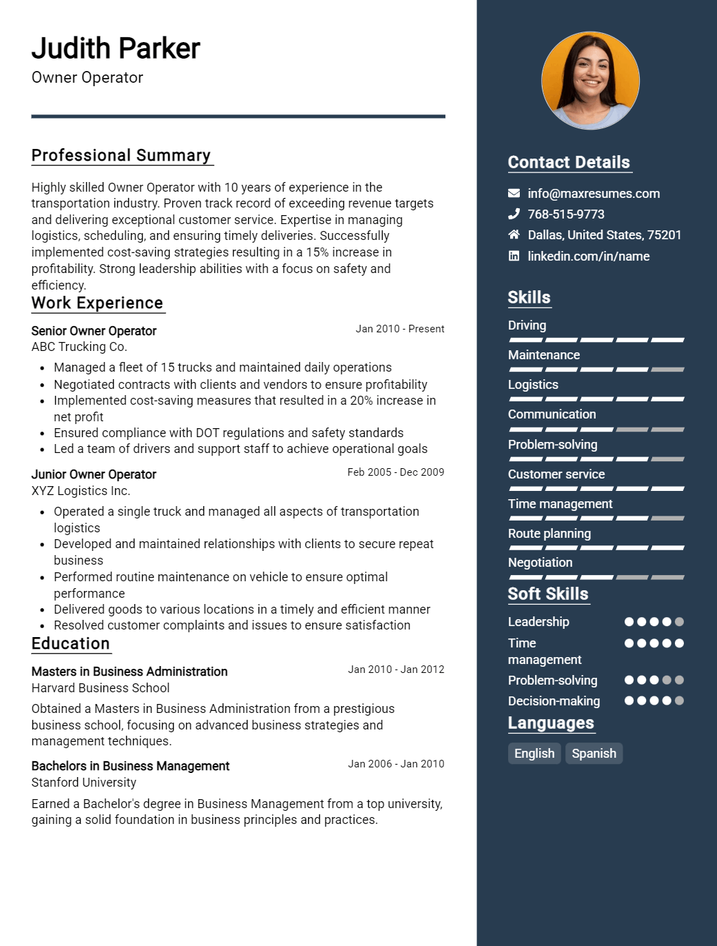 owner-operator-resume-sample