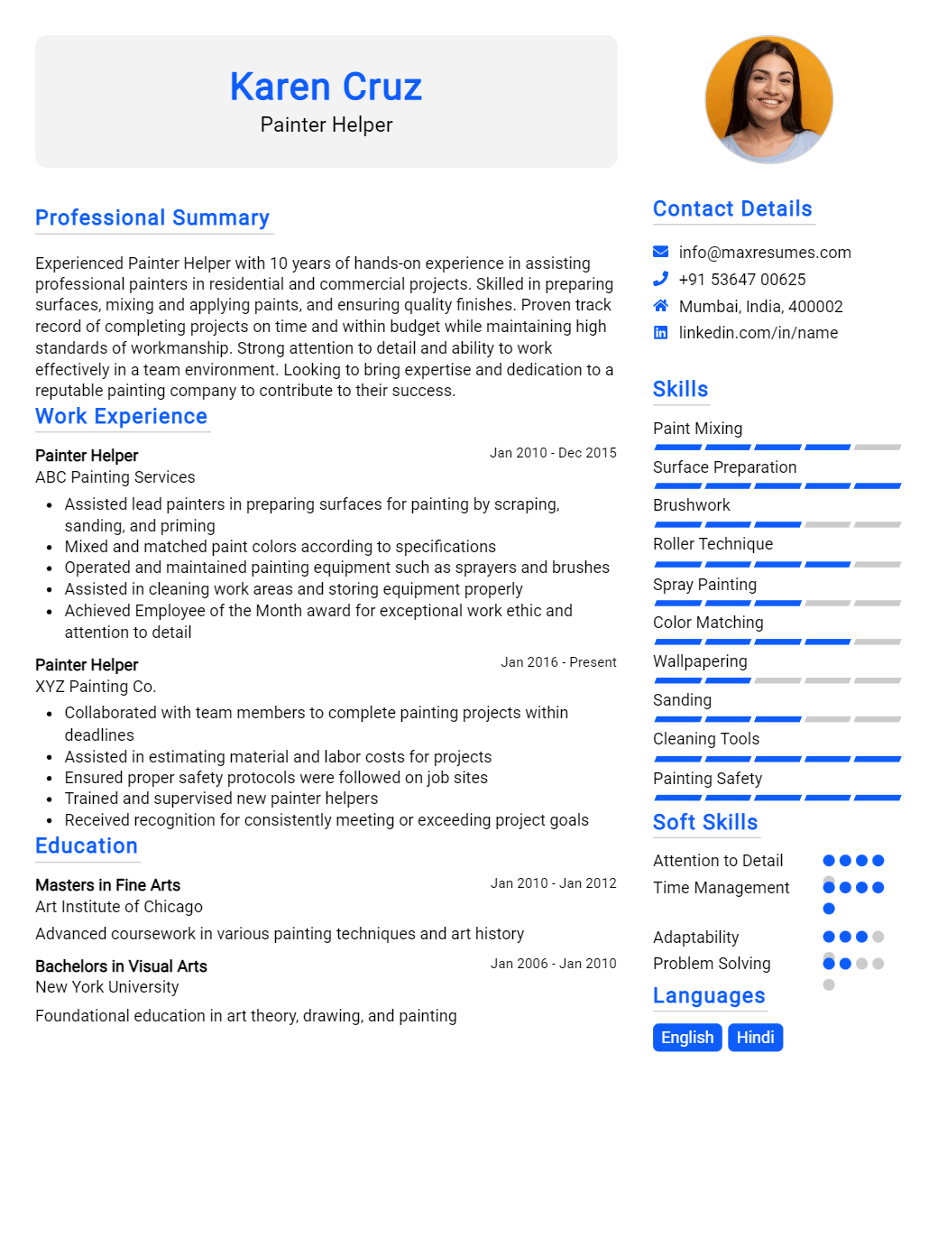 painter-helper-resume-sample