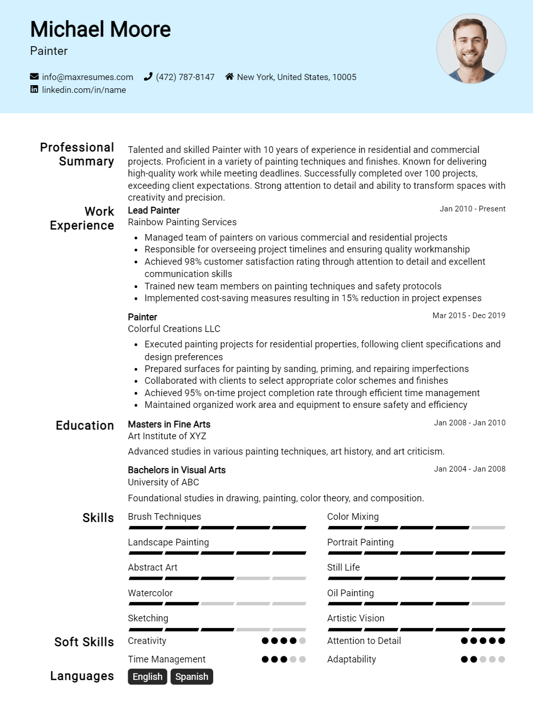 painter-resume-sample