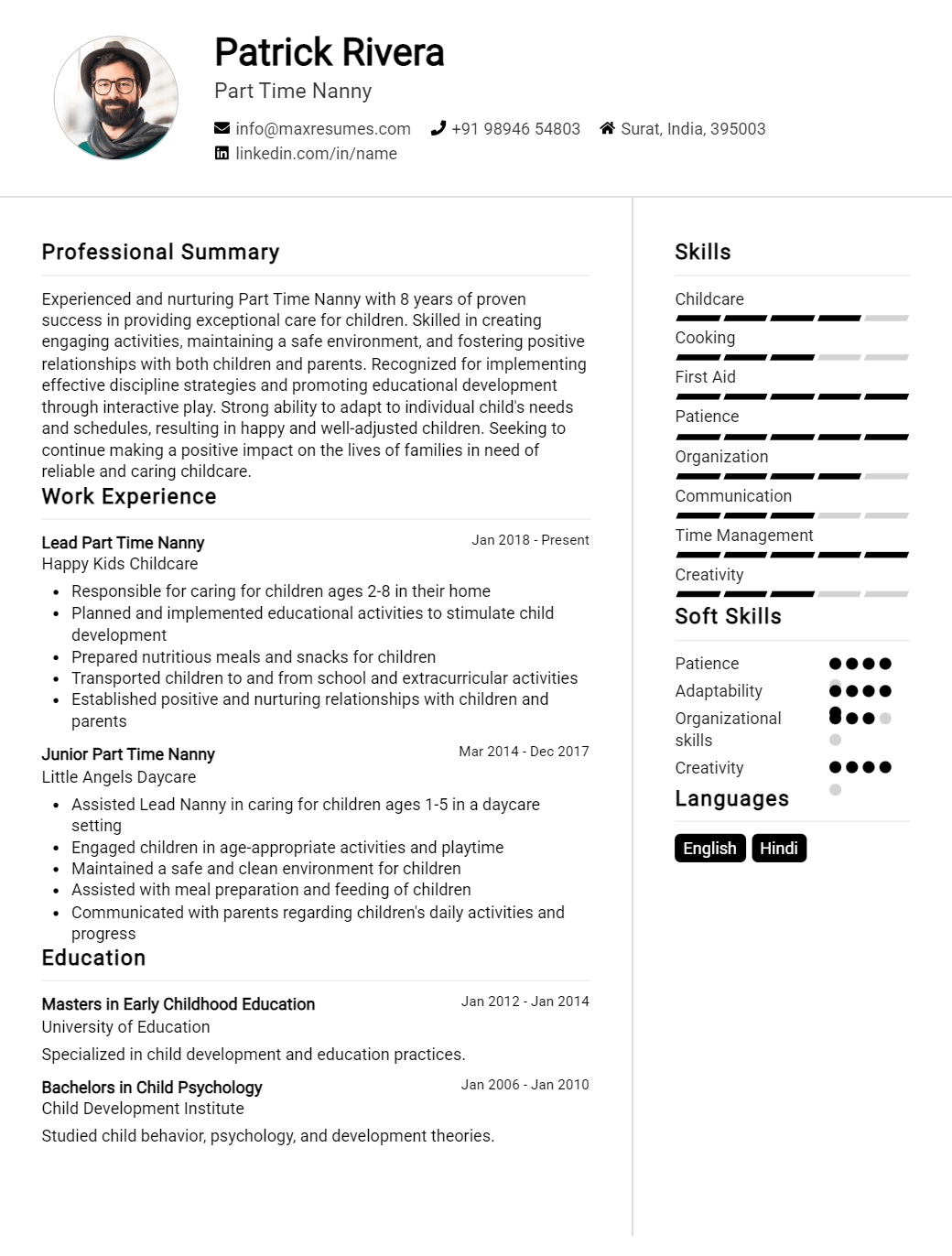 part-time-nanny-resume-sample