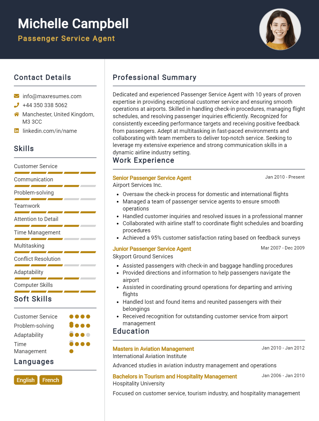 passenger-service-agent-resume-sample