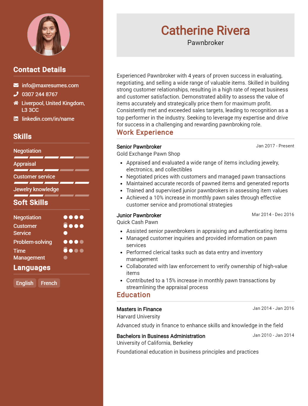 pawnbroker-resume-sample