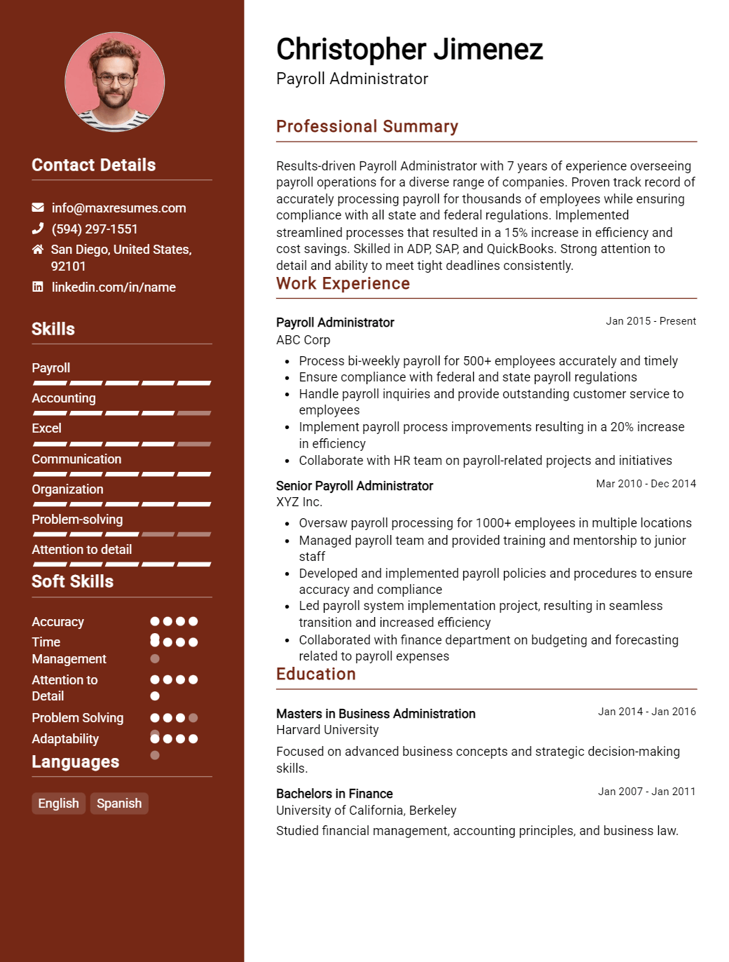 payroll-administrator-resume-sample