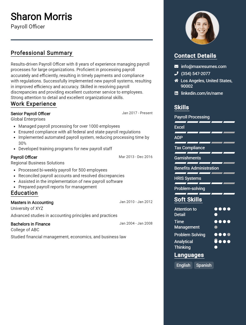 payroll-officer-resume-sample