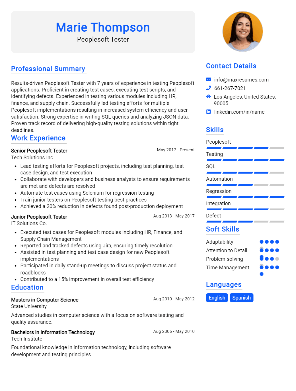 peoplesoft-tester-resume-sample