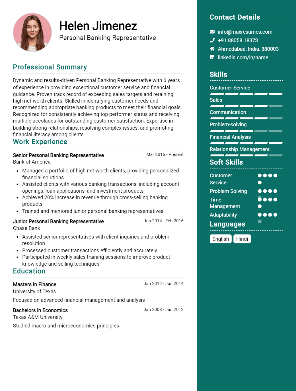 personal-banking-representative-resume-sample
