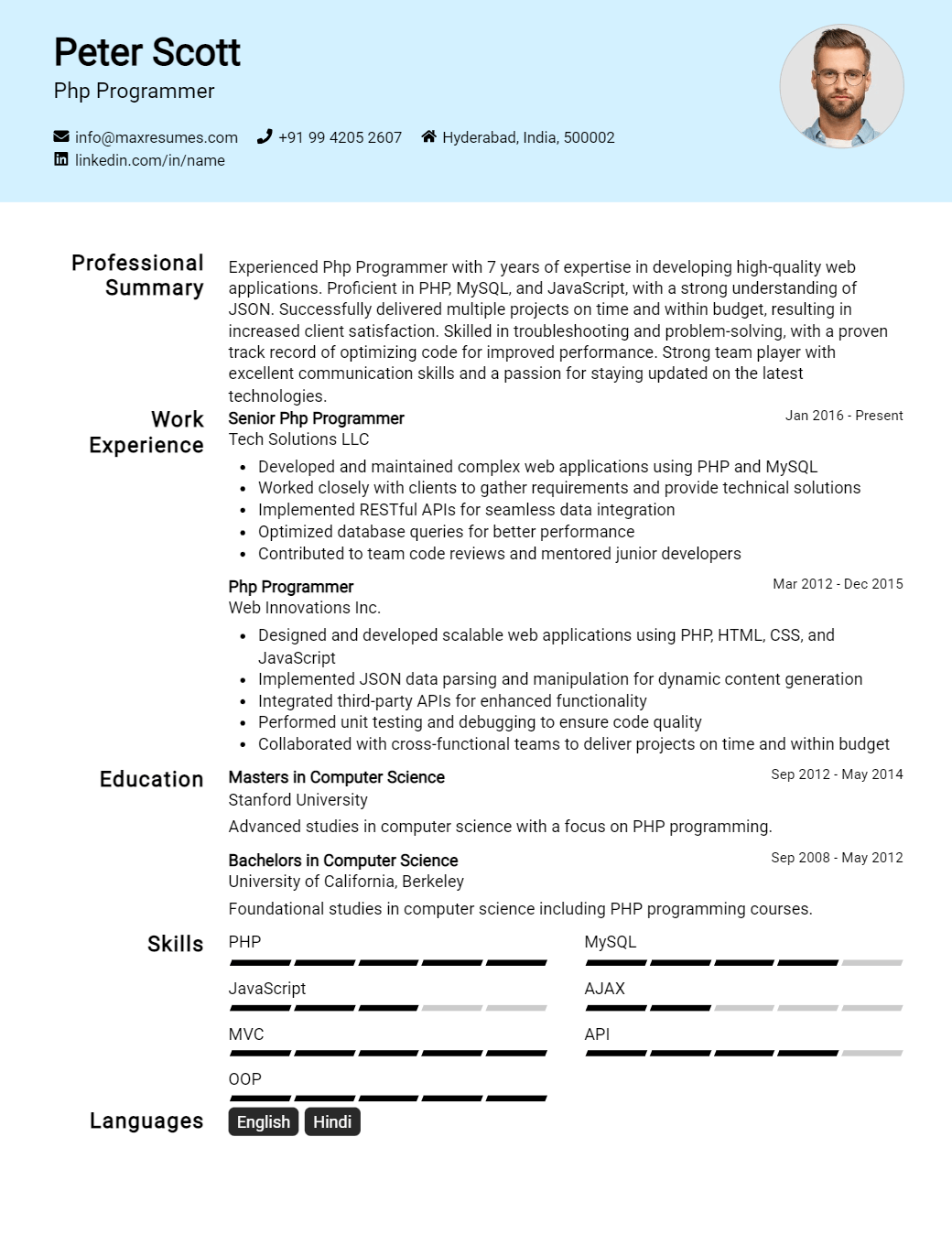 php-programmer-resume-sample