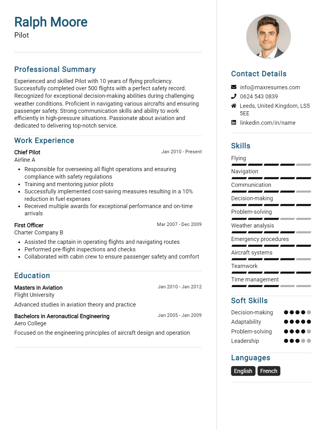 pilot-resume-sample