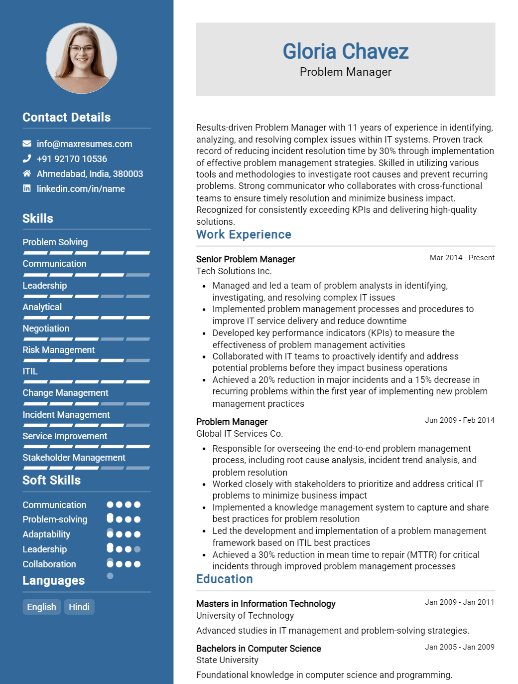 problem-manager-resume-sample