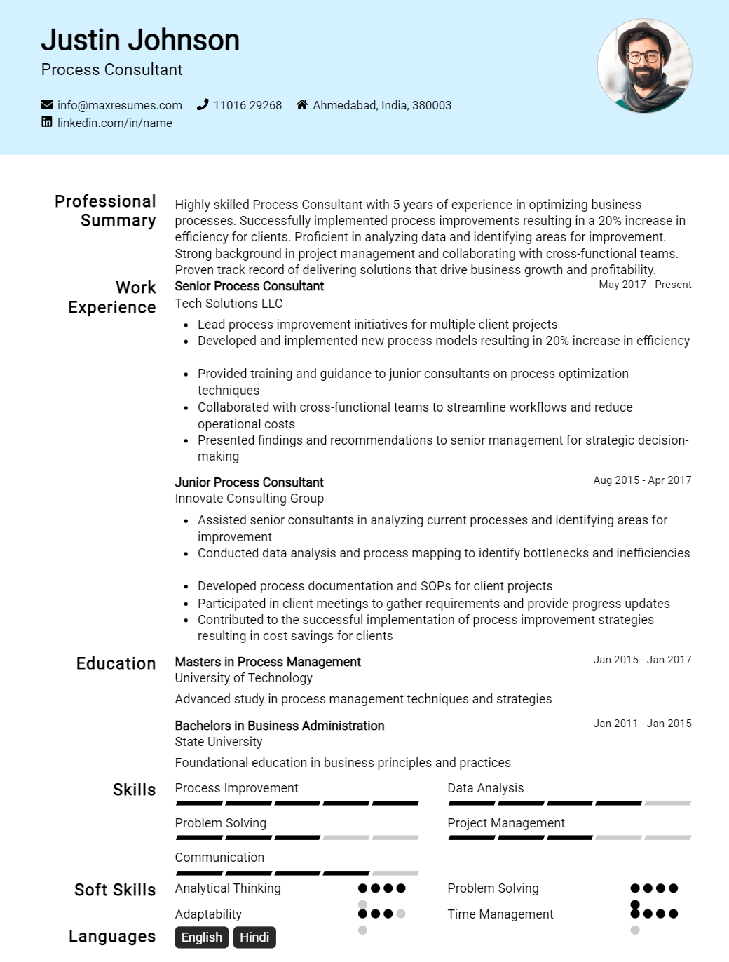process-consultant-resume-sample