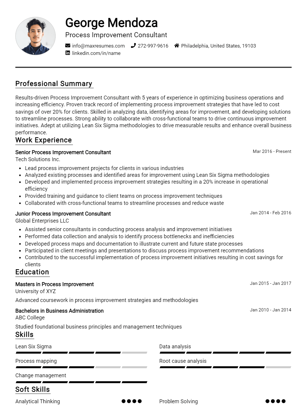 process-improvement-consultant-resume-sample