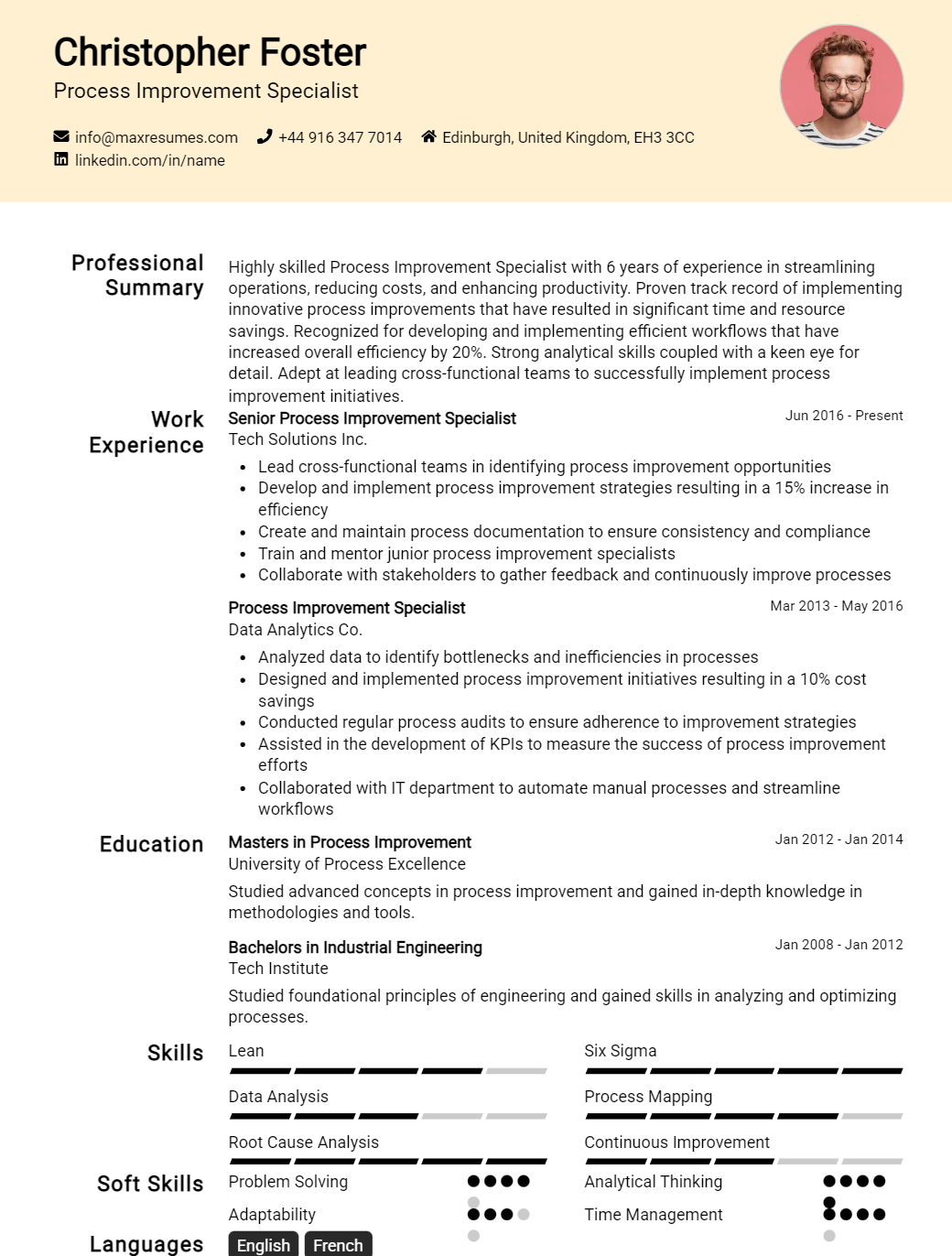 process-improvement-specialist-resume-sample
