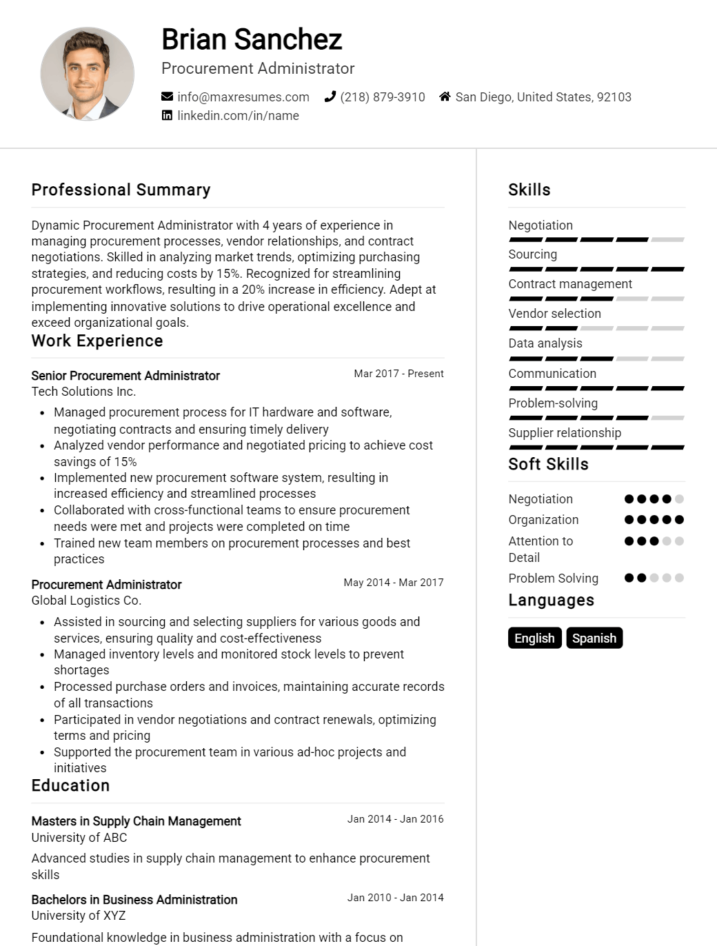 procurement-administrator-resume-sample