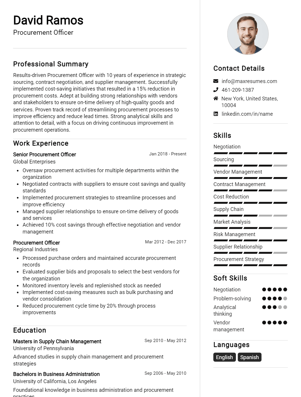 procurement-officer-resume-sample
