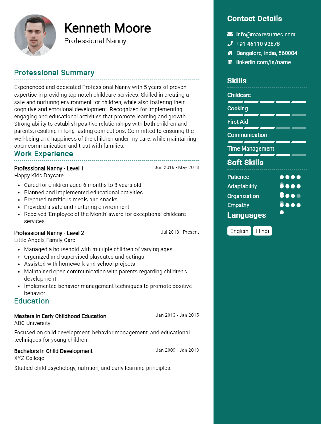 professional-nanny-resume-sample