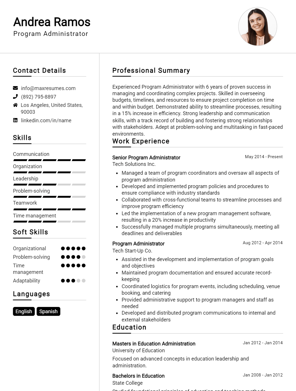program-administrator-resume-sample