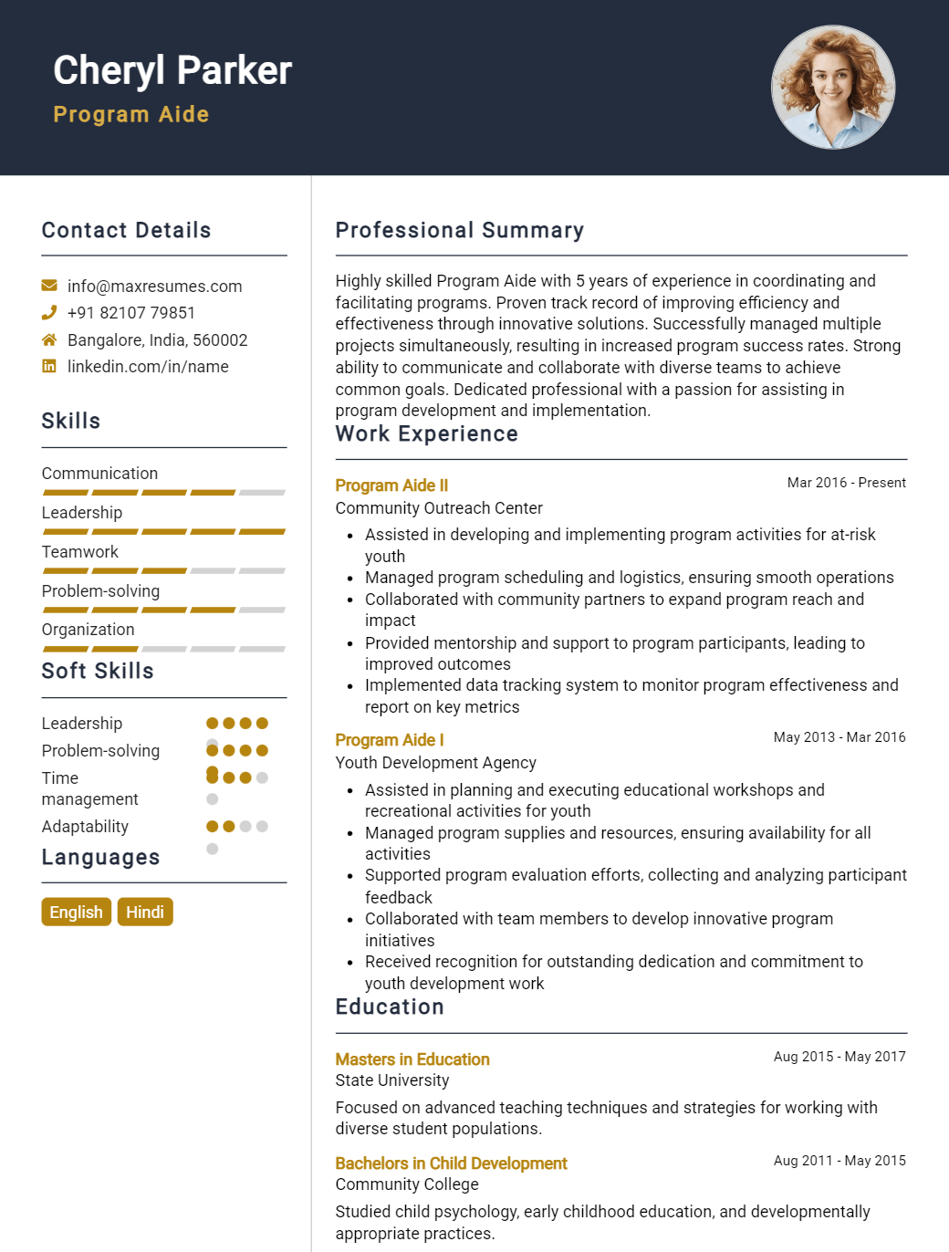 program-aide-resume-sample