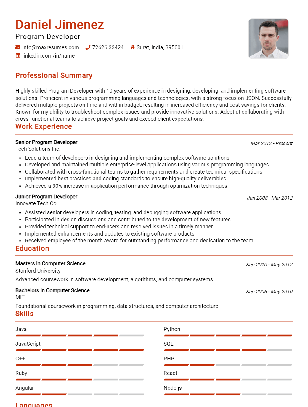 program-developer-resume-sample