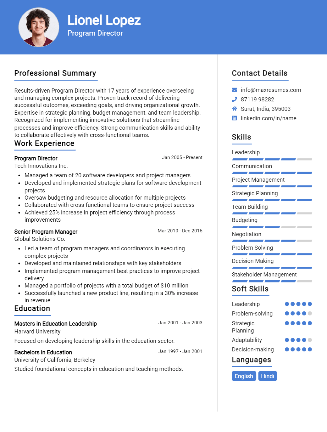 program-director-resume-sample