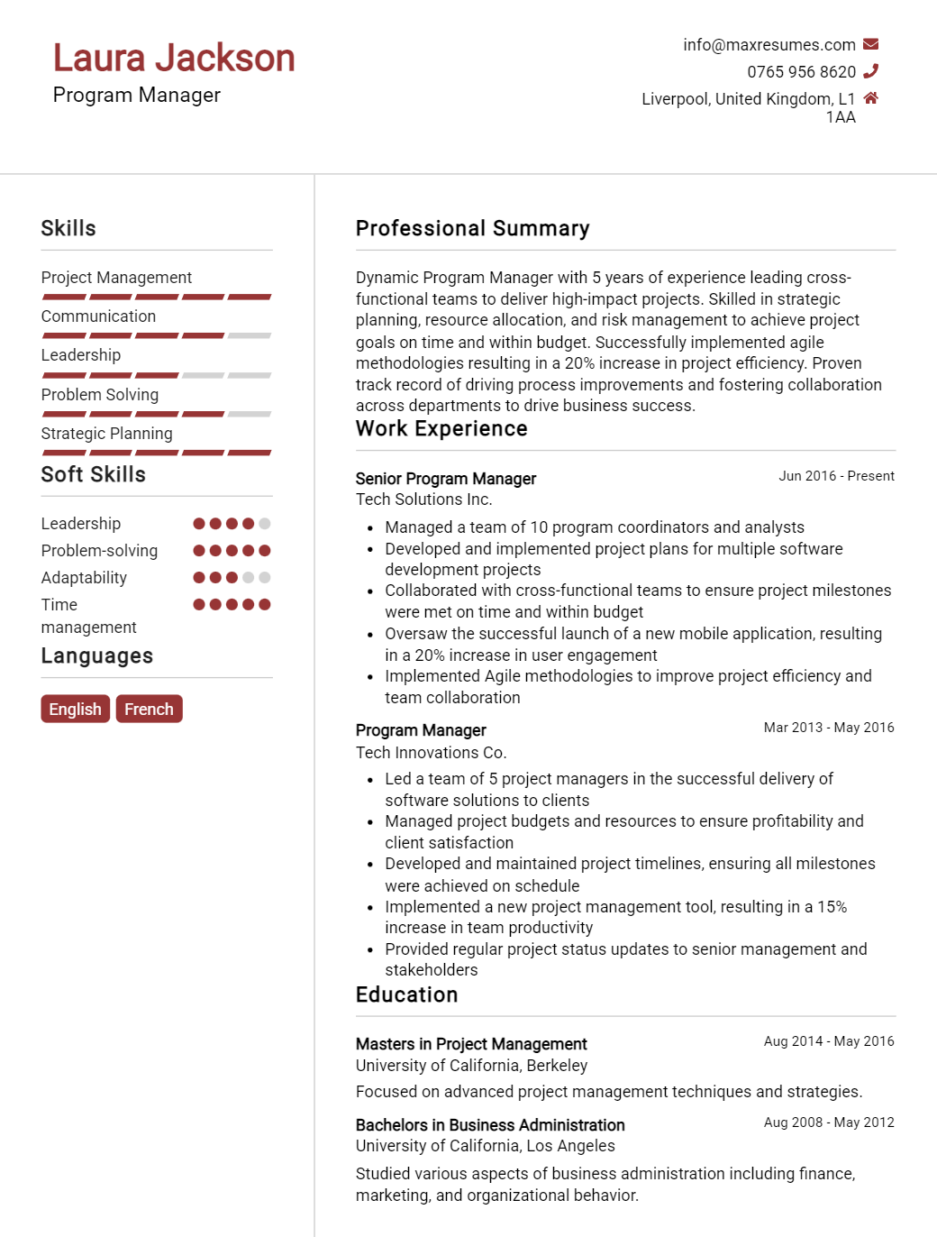 program-manager-resume-sample