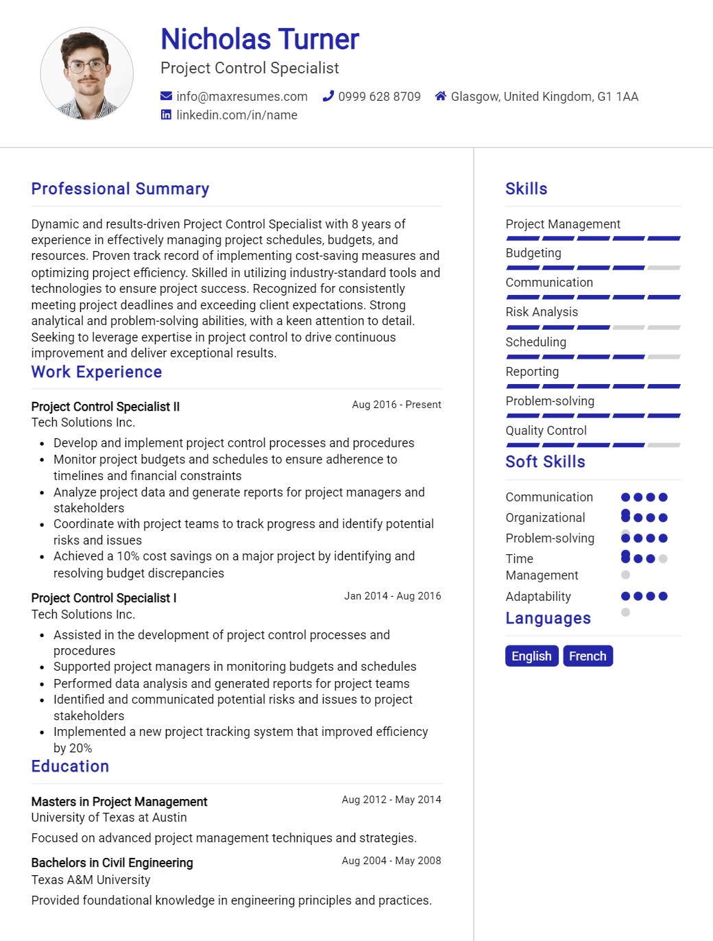 project-control-specialist-resume-sample