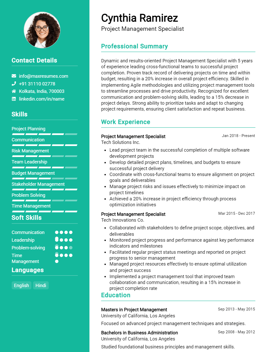 project-management-specialist-resume-sample