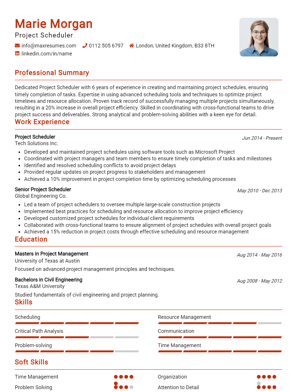 project-scheduler-resume-sample