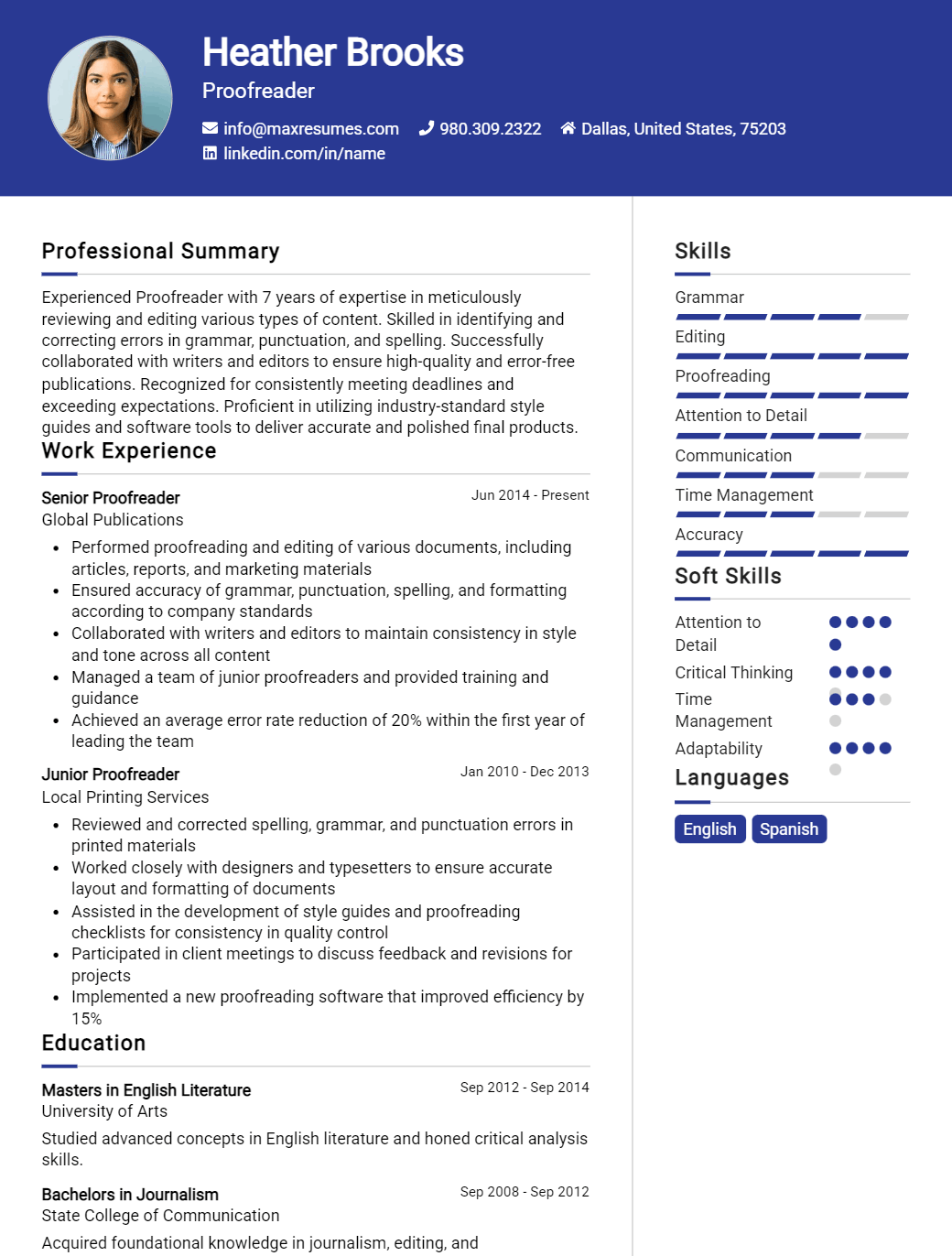 proofreader-resume-sample