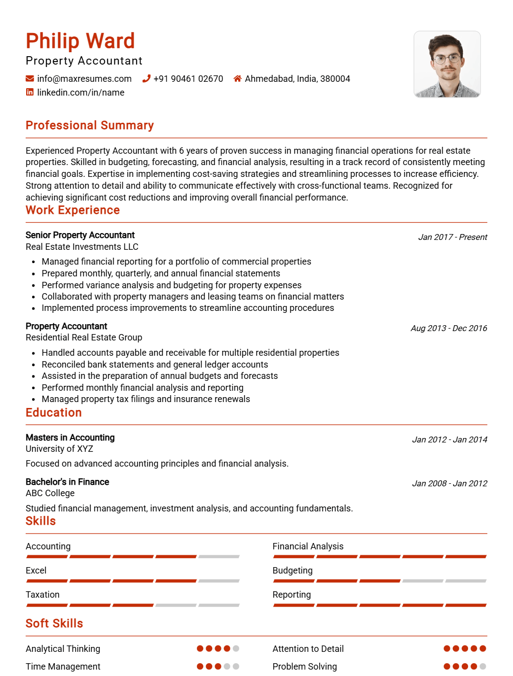 property-accountant-resume-sample