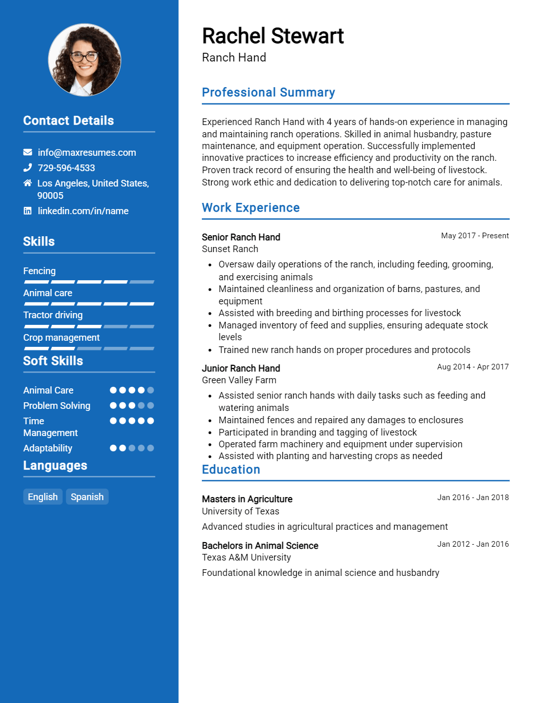 ranch-hand-resume-sample