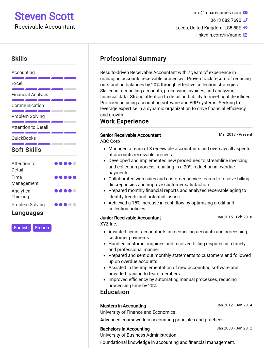 receivable-accountant-resume-sample