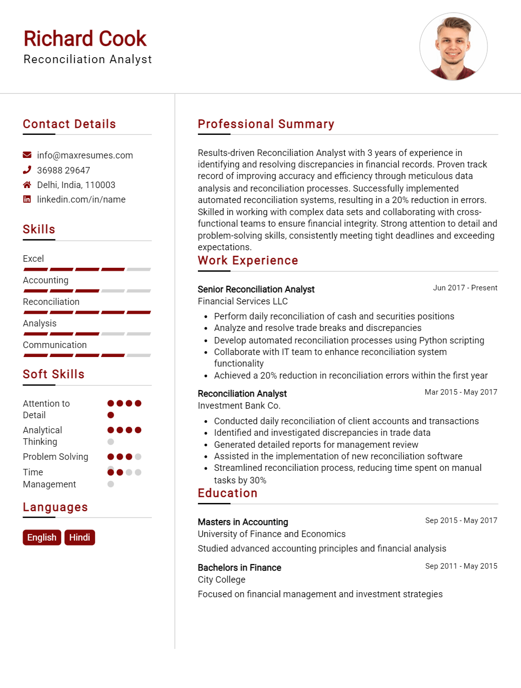 reconciliation-analyst-resume-sample