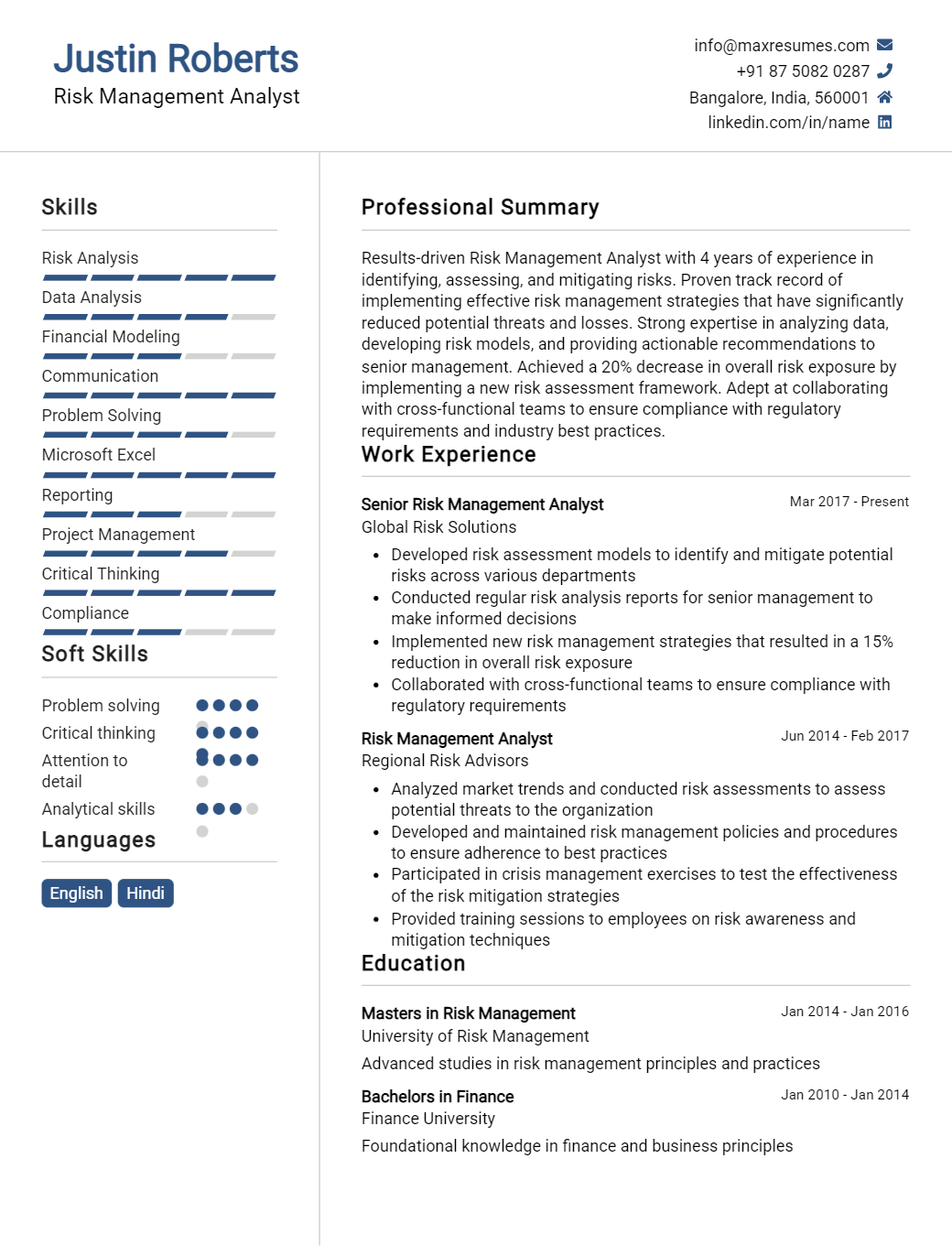 risk-management-analyst-resume-sample