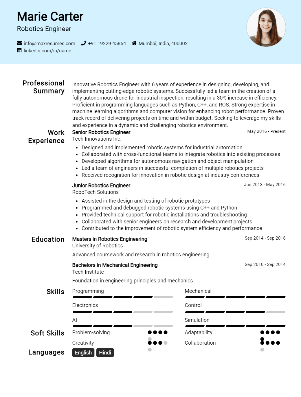 robotics-engineer-resume-sample