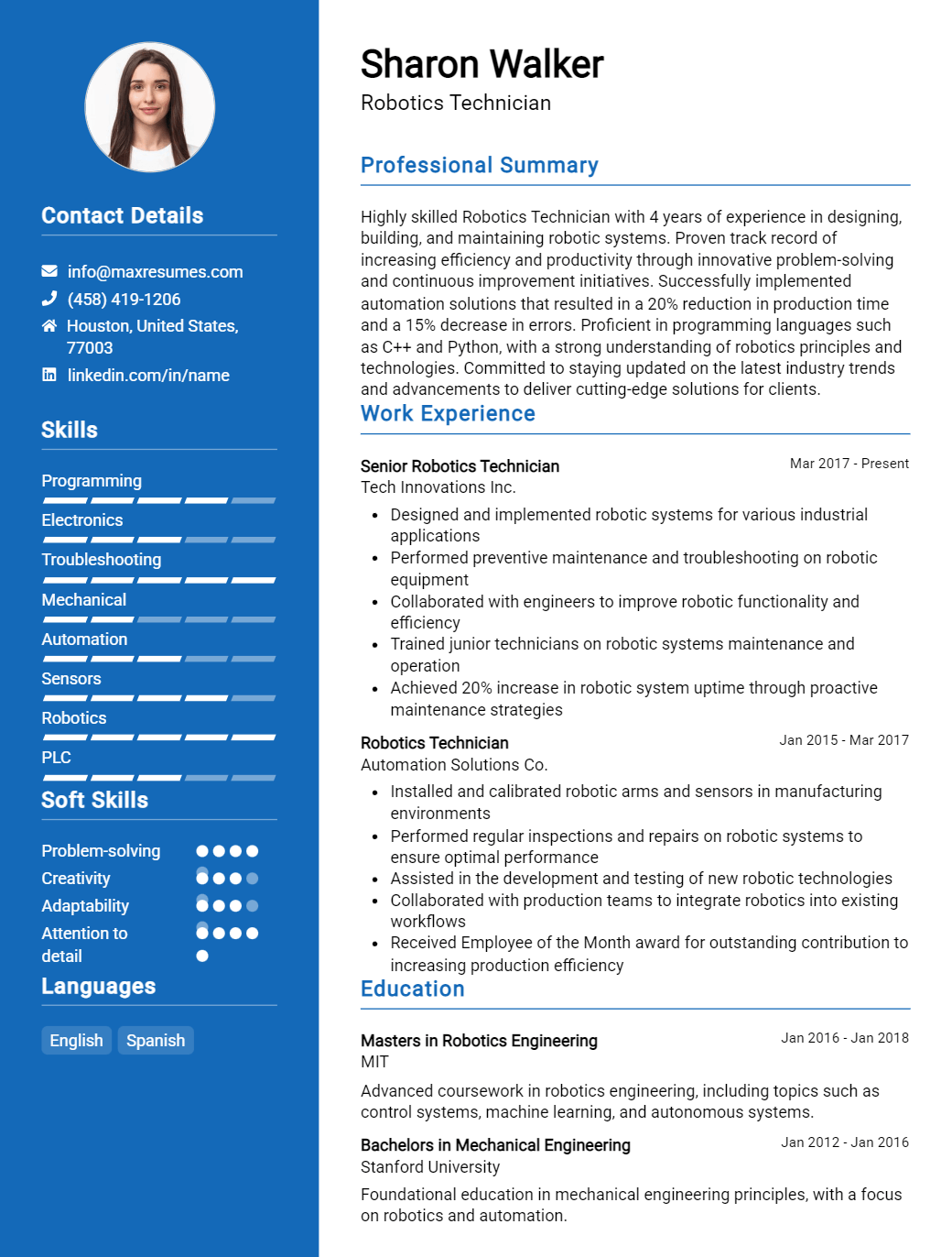 robotics-technician-resume-sample